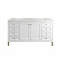 James Martin Vanities Chicago 60in Double Vanity, Glossy White w/ 3 CM Arctic Fall Top 305-V60D-GW-3AF